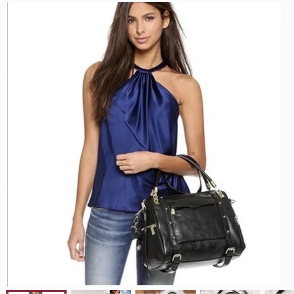 Rebecca Minkoff Black Leather Cupid Satchel Bag Purse Crossbody Gold Hardware!!